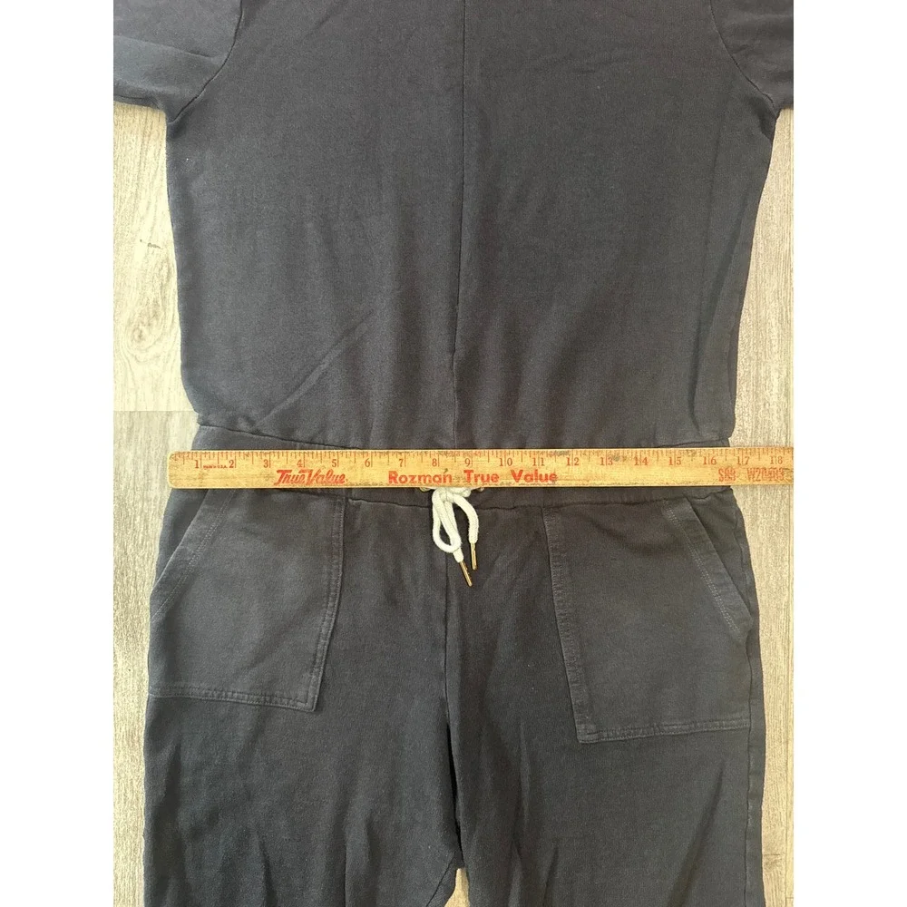 Monrow Supersoft Fleece Hooded Jumpsuit  Womens XL Charcoal Black Zip Up